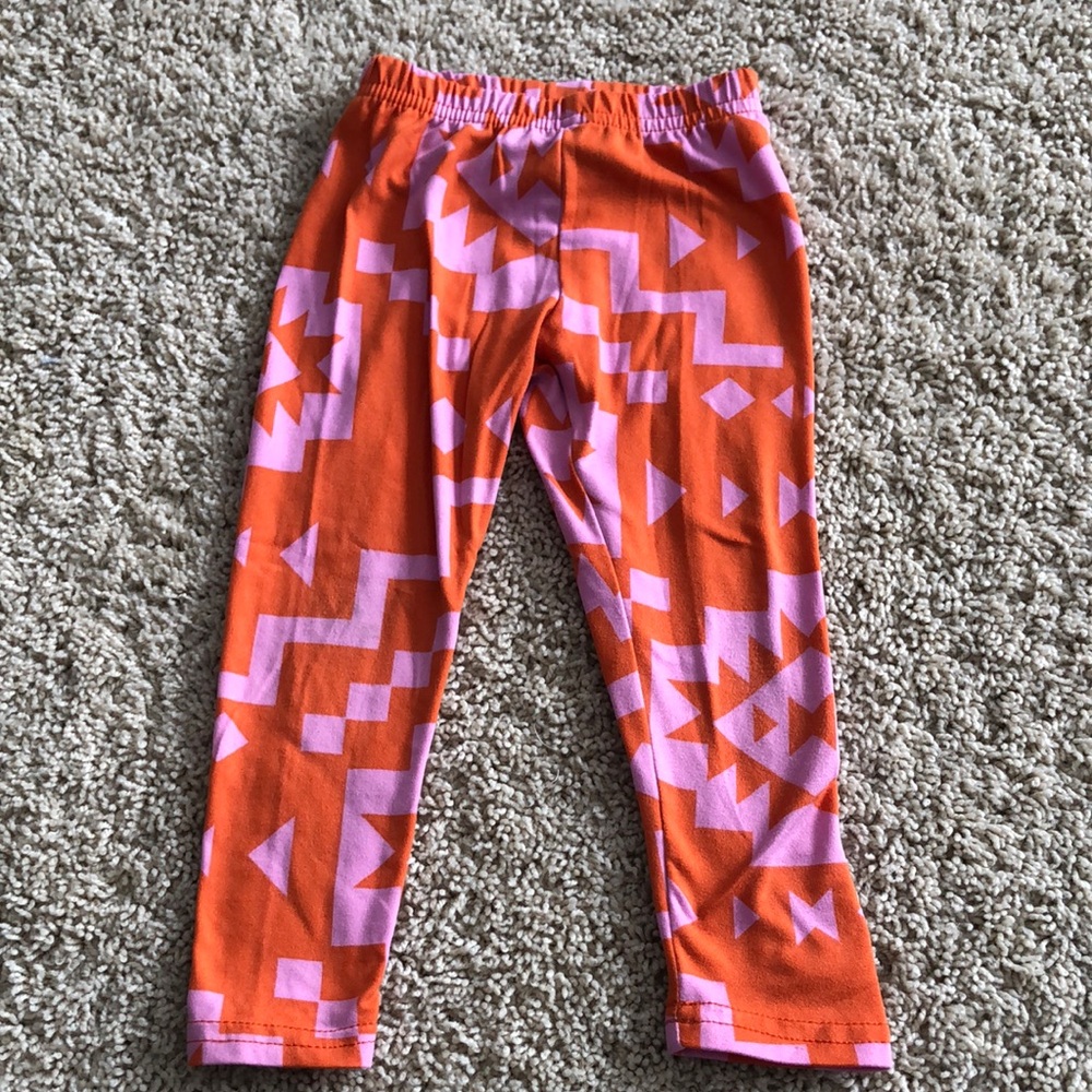 Orange and Pink Geometric Pattern Leggings